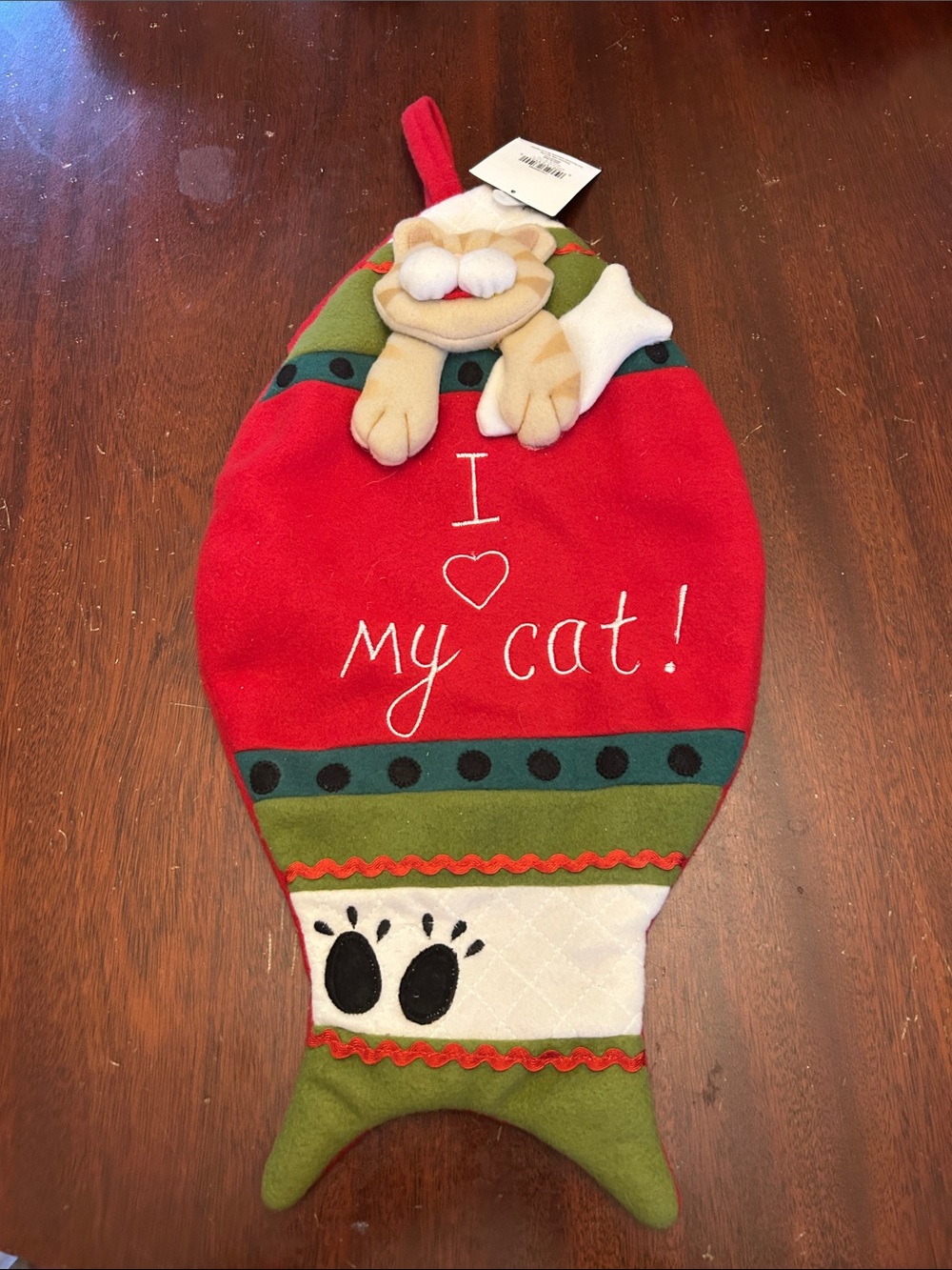 Holiday Time I Love My Cat Fleece Pet Stocking NWT